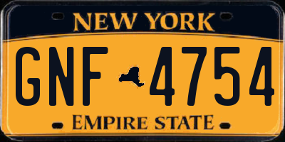 NY license plate GNF4754