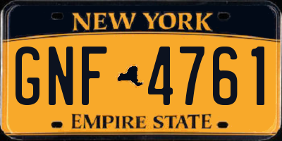 NY license plate GNF4761