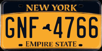 NY license plate GNF4766