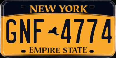 NY license plate GNF4774