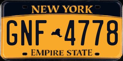 NY license plate GNF4778