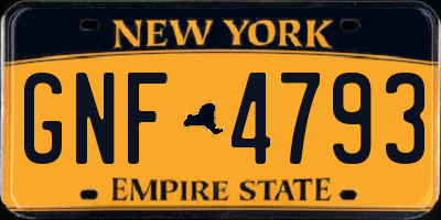 NY license plate GNF4793