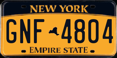 NY license plate GNF4804
