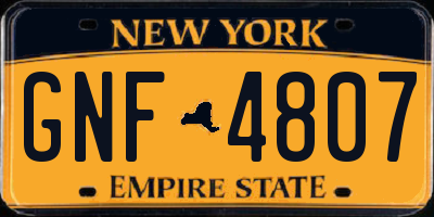 NY license plate GNF4807
