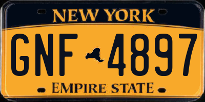 NY license plate GNF4897