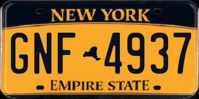 NY license plate GNF4937