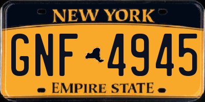 NY license plate GNF4945