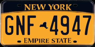 NY license plate GNF4947