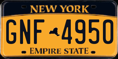 NY license plate GNF4950