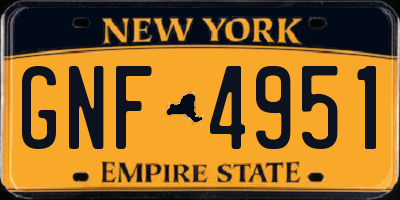 NY license plate GNF4951