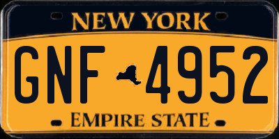 NY license plate GNF4952