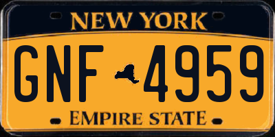 NY license plate GNF4959