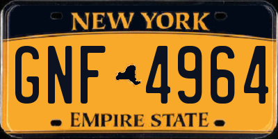 NY license plate GNF4964