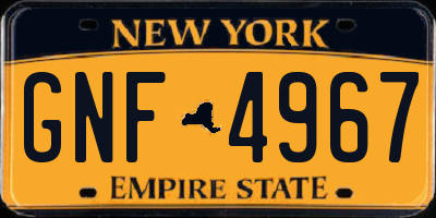 NY license plate GNF4967