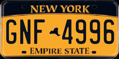 NY license plate GNF4996