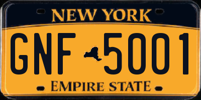 NY license plate GNF5001