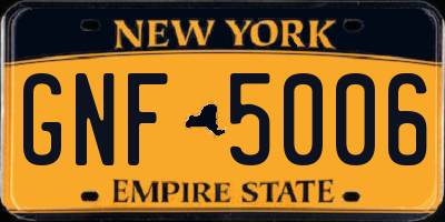 NY license plate GNF5006