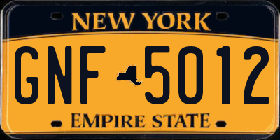 NY license plate GNF5012
