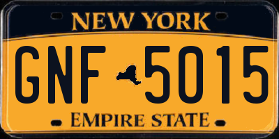 NY license plate GNF5015