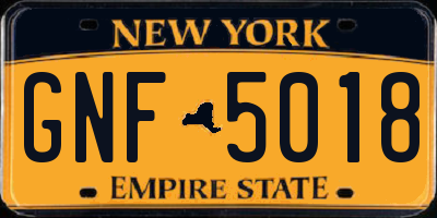 NY license plate GNF5018