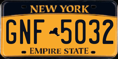 NY license plate GNF5032