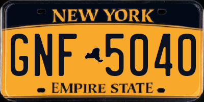 NY license plate GNF5040