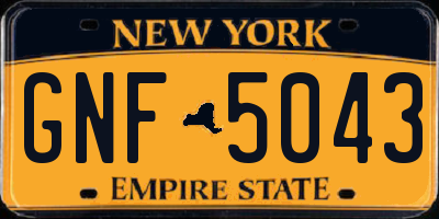 NY license plate GNF5043