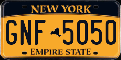NY license plate GNF5050