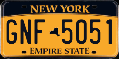 NY license plate GNF5051