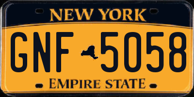 NY license plate GNF5058