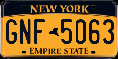 NY license plate GNF5063
