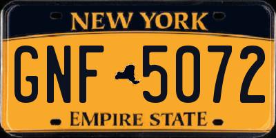 NY license plate GNF5072