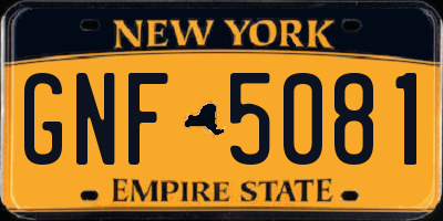 NY license plate GNF5081