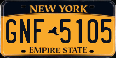 NY license plate GNF5105
