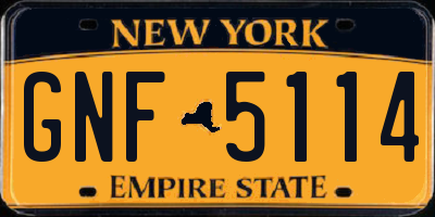 NY license plate GNF5114