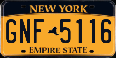 NY license plate GNF5116