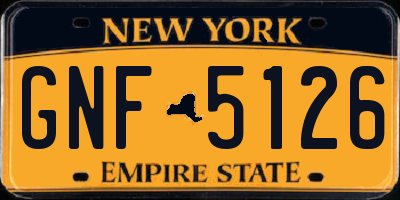 NY license plate GNF5126