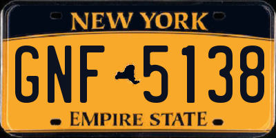 NY license plate GNF5138