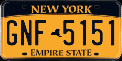 NY license plate GNF5151