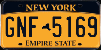 NY license plate GNF5169