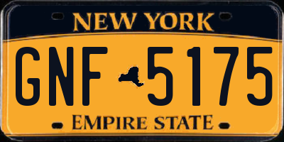 NY license plate GNF5175