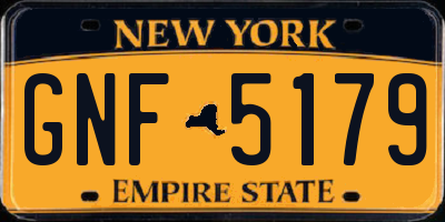 NY license plate GNF5179