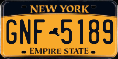 NY license plate GNF5189