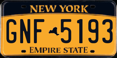 NY license plate GNF5193