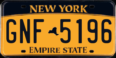 NY license plate GNF5196
