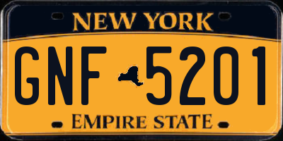 NY license plate GNF5201