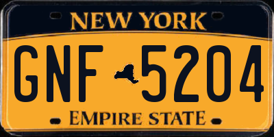 NY license plate GNF5204