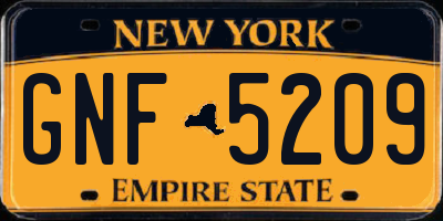 NY license plate GNF5209
