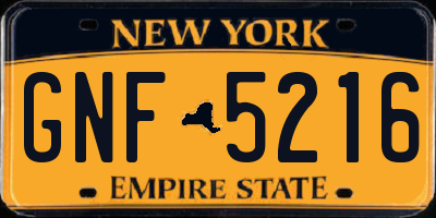 NY license plate GNF5216