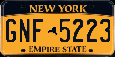 NY license plate GNF5223